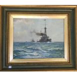 PRESTON CRIBB: A gilt framed oil on board entitled