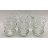 A large heavy set of six cut glass goblets. Est. £