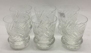 A large heavy set of six cut glass goblets. Est. £