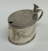 An oval bright cut Victorian silver mustard with h