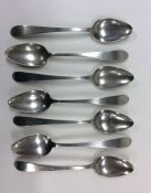 A set of seven Georgian Irish silver dessert spoon