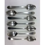 A set of seven Georgian Irish silver dessert spoon