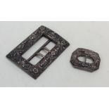 Two Indian silver buckles of typical design. Appro