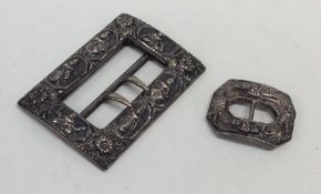 Two Indian silver buckles of typical design. Appro