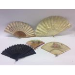 A group of five various ivory and other fans. Est.