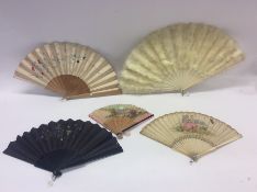 A group of five various ivory and other fans. Est.