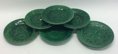 A group of six Majolica leaf plates. Est. £20 - £3