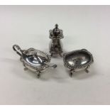 A three piece silver cruet. London. By AC Ltd. App
