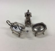 A three piece silver cruet. London. By AC Ltd. App