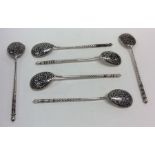 A set of six Russian silver and Niello ice cream s