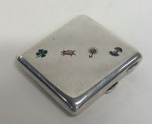 A rare stylish silver hinged top cigarette box of