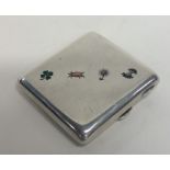 A rare stylish silver hinged top cigarette box of