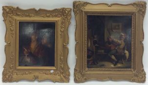 A pair of gilt framed oils on copper, to include a