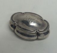A small silver oval box with hinged top. Birmingha