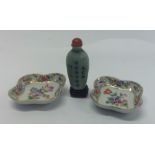 A small Chinese scent bottle together with two Dre