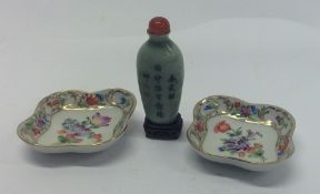 A small Chinese scent bottle together with two Dre