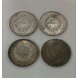 Four heavy silver French 50 Franc pieces. Est. £30