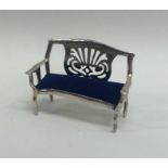 An unusual French silver doll's house sofa. Approx.