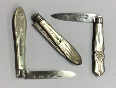 A silver and MOP fruit knife, the handle attractiv