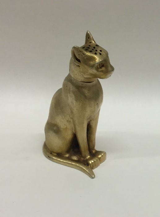 A good quality silver gilt model of a seated cat w - Image 2 of 3