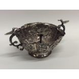 An unusual Maltese silver bowl with bird decoratio