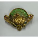 An attractive French plique-à-jour brooch decorate