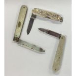 An attractive Sterling silver small penknife toget