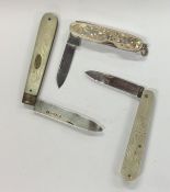 An attractive Sterling silver small penknife toget