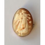 A 9 carat shell cameo of winged infants with safet