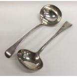 A pair of silver OE pattern sauce ladles. London.