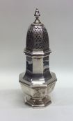 A heavy Georgian style silver caster with lift-off