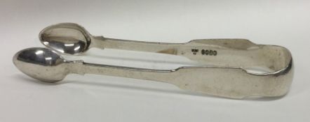 A rare pair of Antique Irish silver sugar tongs. A