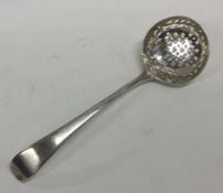 A Georgian OE pattern silver ladle with pierced bo