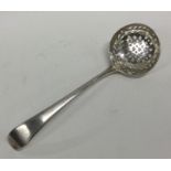 A Georgian OE pattern silver ladle with pierced bo