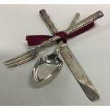 A good quality silver three piece christening set.