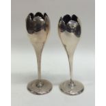 A pair of tulip shaped silver spill vases. Sheffie