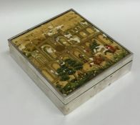 An unusual silver rectangular hinged top box with