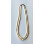 A double string of cultured pearls with gold clasp