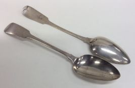 Two Antique Irish silver fiddle pattern tablespoon