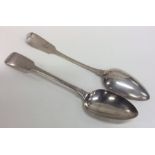 Two Antique Irish silver fiddle pattern tablespoon