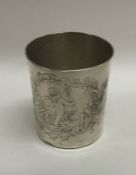 A French silver beaker decorated with cherubs and