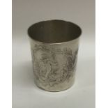 A French silver beaker decorated with cherubs and