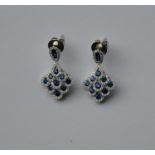A pair of good quality sapphire and diamond drop e