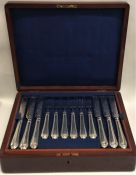 A good set of 36 bright cut silver plated knives a