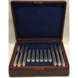 A good set of 36 bright cut silver plated knives a