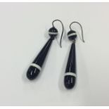 A pair of banded agate drop earrings with loop top