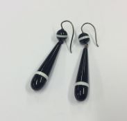 A pair of banded agate drop earrings with loop top