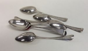 A set of six Georgian OE pattern silver teaspoons.