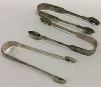 Three pairs of Georgian silver sugar tongs. Approx