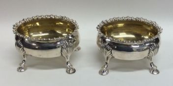 A good pair of oval Georgian silver salts with gil